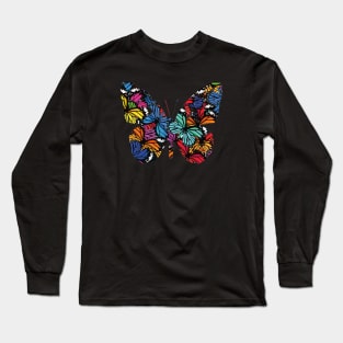 Butterfly Silhouette Pattern Long Sleeve T-Shirt